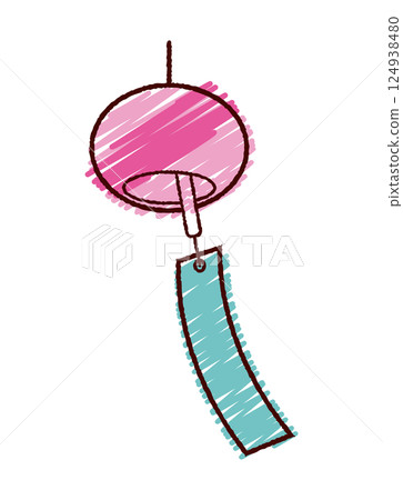 手繪搖曳的風鈴彩色插圖 手繪搖曳的風鈴彩色插圖 124938480