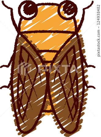 Hand-drawn style cicada color illustration 124938482