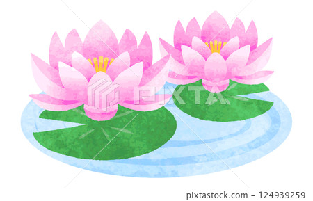 手繪水彩風格蓮花插畫 手繪水彩風格蓮花插畫 124939259