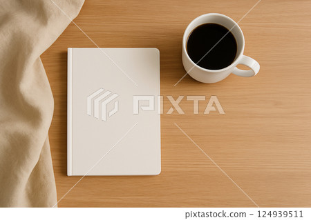Morning time with notebook and coffee 124939511