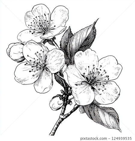 Cherry blossom illustration 124939535