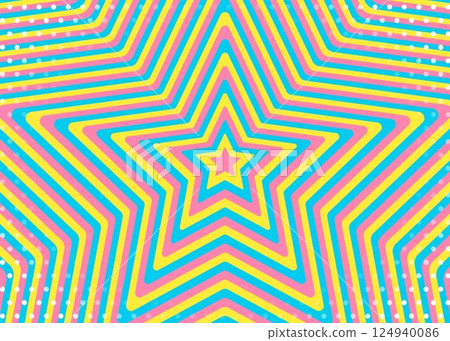 Concentric star and dot pattern background, pop design Concentric star and dot pattern background, pop design 124940086