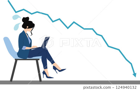 Illustration of a businessman cutting losses after a stock market crash 124940132