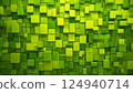 3D Green Mosaic: Refreshing 3D Wooden Cube Wall - Eco-Friendly Interior Design 124940714