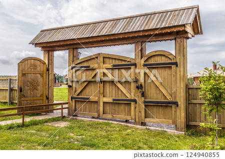 Rural gate of the yard Rural gate of the yard 124940855