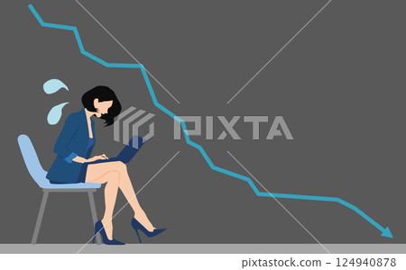 股市崩盤後女商人停損的插圖 124940878