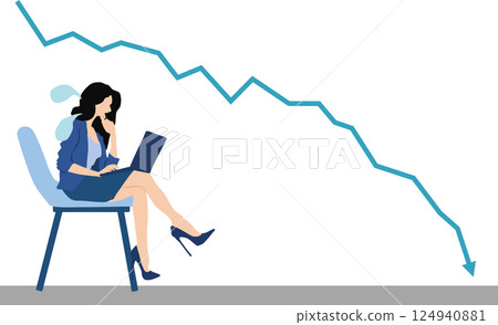 股市崩盤後女商人停損的插圖 124940881