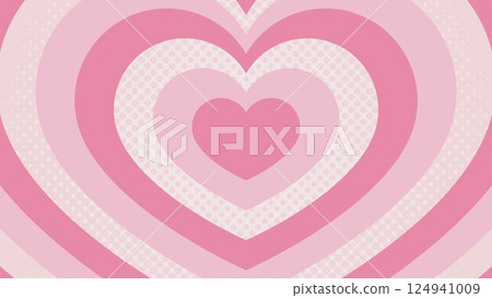 Concentric hearts, halftone dots background, pop design 124941009