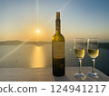 Landscape with sunset and wine 124941217