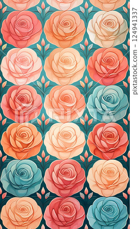 Smartphone wallpaper: Cute rose pattern illustration 2 124941337