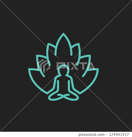 meditation lotus line logo icon vector concept design template web 124941417