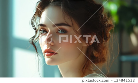 A woman who turns around A woman who turns around 124941538