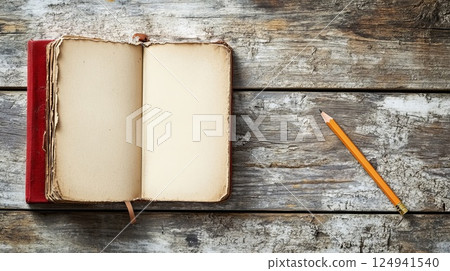 Old notebook and pencil Old notebook and pencil 124941540