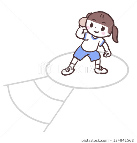 一個女孩丟球的插圖 124941568