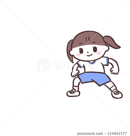 一個女孩側身跳躍的插圖 124941577