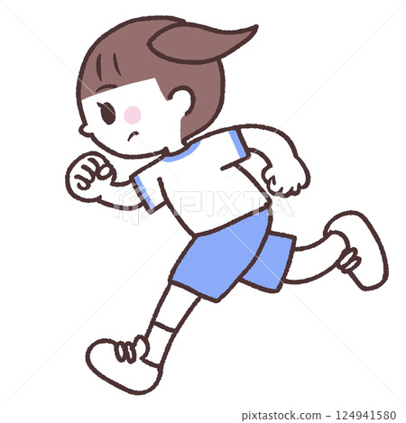 跑步的女孩插圖 跑步的女孩插圖 124941580