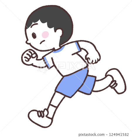奔跑的男孩插圖 124941582