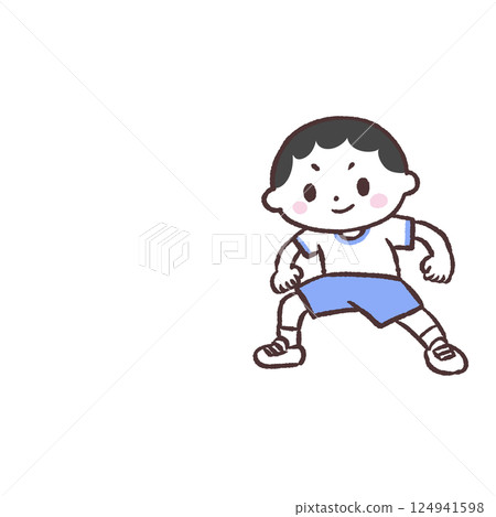 一個男孩側身跳躍的插圖 124941598