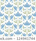 Blue flower pattern illustration 124941744