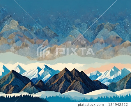 Illustration of the Northern Alps mountain range 124942222