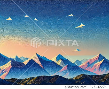 Illustration of the Northern Alps mountain range 124942223