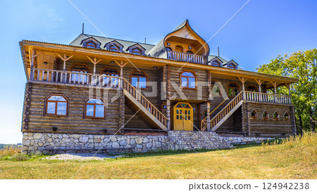 Beautiful wooden building Beautiful wooden building 124942238