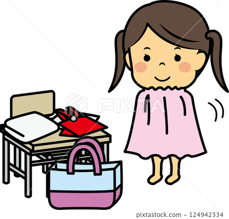 小學女孩換游泳衣 124942334