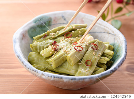 Spring ingredients: Japanese knotweed pickles Spring ingredients: Japanese knotweed pickles 124942549
