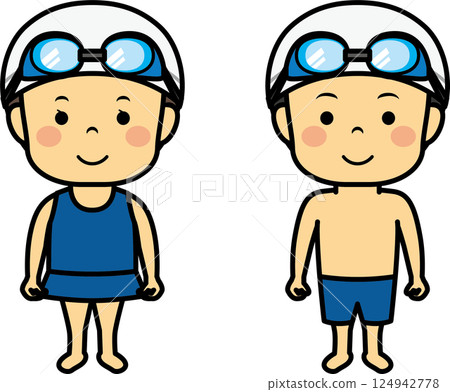 Boys and girls in swimsuits 124942778