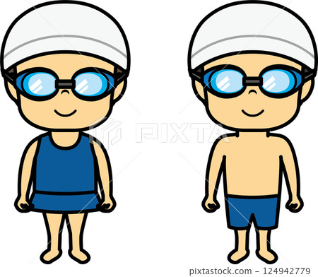 Boys and girls in swimsuits 124942779