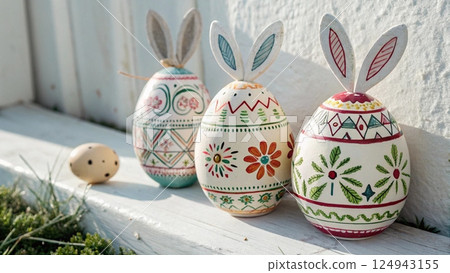easter eggs on the nest 124943155