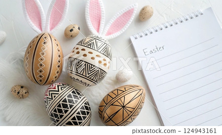 easter bunny in a notebook 124943161