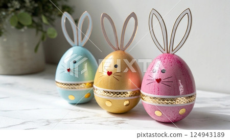 easter eggs with painted eggs 124943189