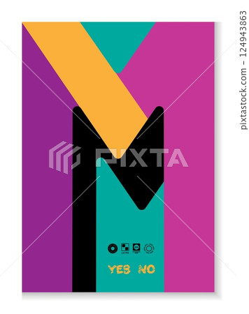 Abstract geometric banner. Book cover flat design. Graphic lettering work. Typography letter. Alphabet grunge print. Modern text font. Header type stamp. Minimalist brochure. Vector poster template 124943863