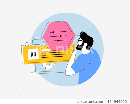 Programmatic advertising automates buying and selling of online ad space, utilizing algorithms to target specific audiences efficiently. Programmatic advertising outline line art vector illustration Programmatic advertising automates buying and selling of online ad space, utilizing algorithms to target specific audiences efficiently. Programmatic advertising outline line art vector illustration 124944023