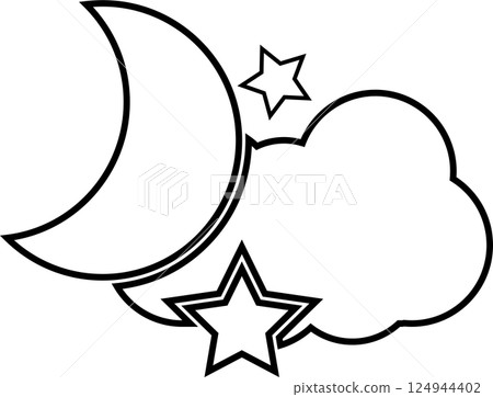 moon, star and clouds. 124944402