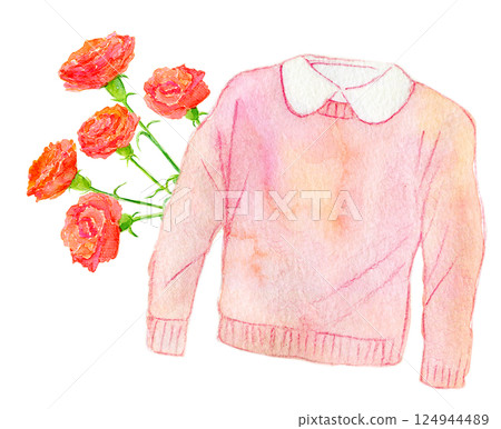 水彩插畫母親節禮物春季針織 水彩插畫母親節禮物春季針織 124944489