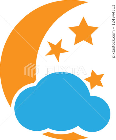 moon, star and clouds. moon, star and clouds. 124944513