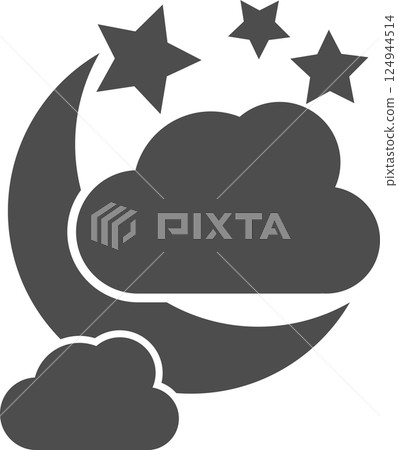 moon, star and clouds. moon, star and clouds. 124944514
