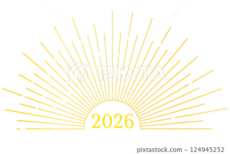 Sunburst, first sunrise image, simple New Year's card material for 2026 124945252