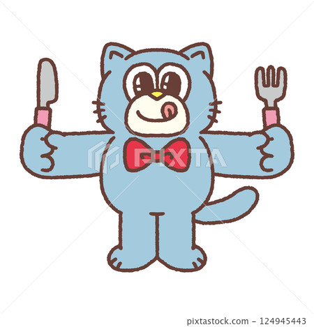 拿著刀叉的貓 124945443