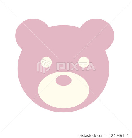 Cute bear face icon pink 124946135