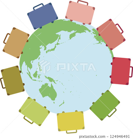Suitcase and globe traveling around the world - Global illustration for education, travel and business 124946491