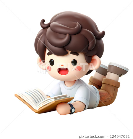 Boy reading a book 124947051