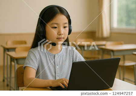 使用個人計算機的小學學生 124947257