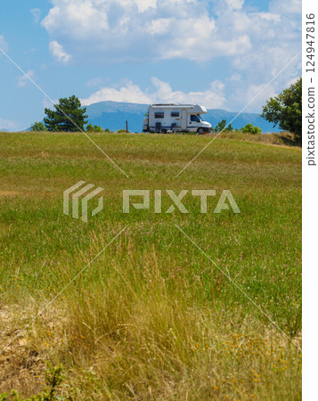 Rv camper camping on nature Rv camper camping on nature 124947816