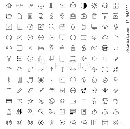 Business, finance, commerce, pictograms on illustrator 124948353