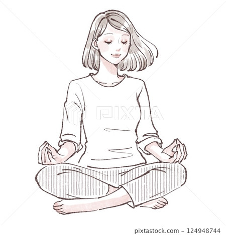 一個女人打坐的插圖 124948744