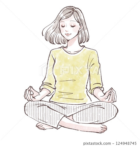 一個女人打坐的插圖 124948745