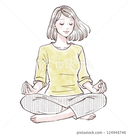 Illustration of a woman meditating Illustration of a woman meditating 124948746